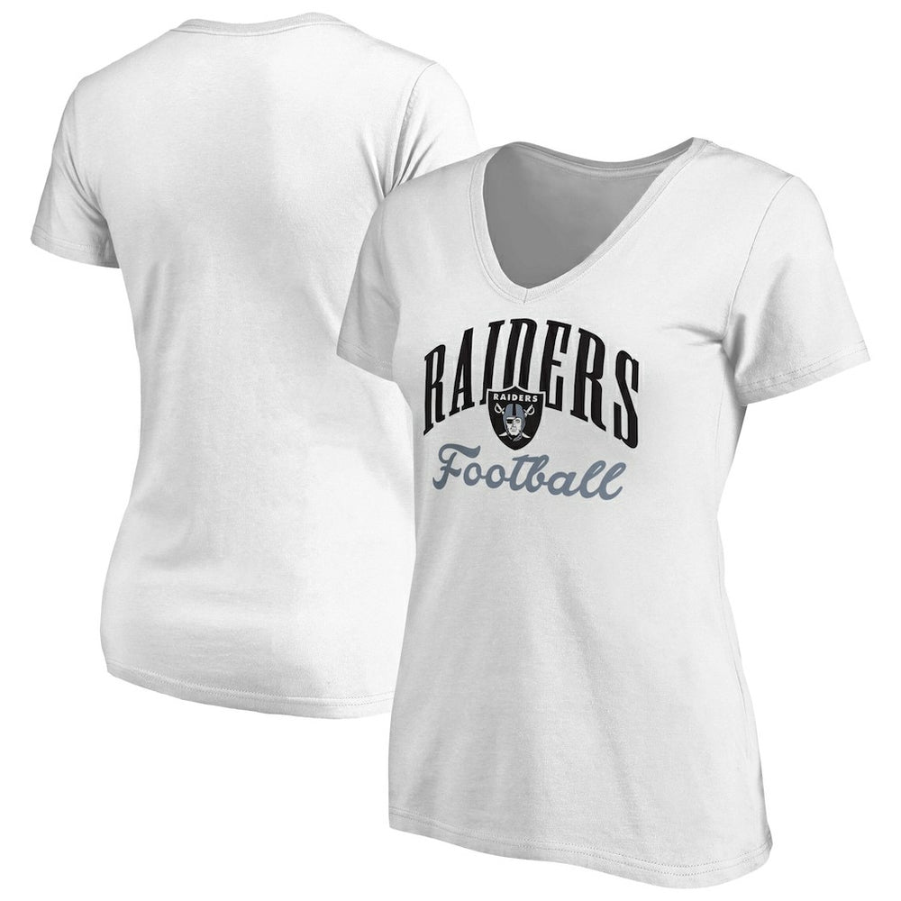 Las Vegas Raiders Women's Victory Script V-Neck T-Shirt -White outlet