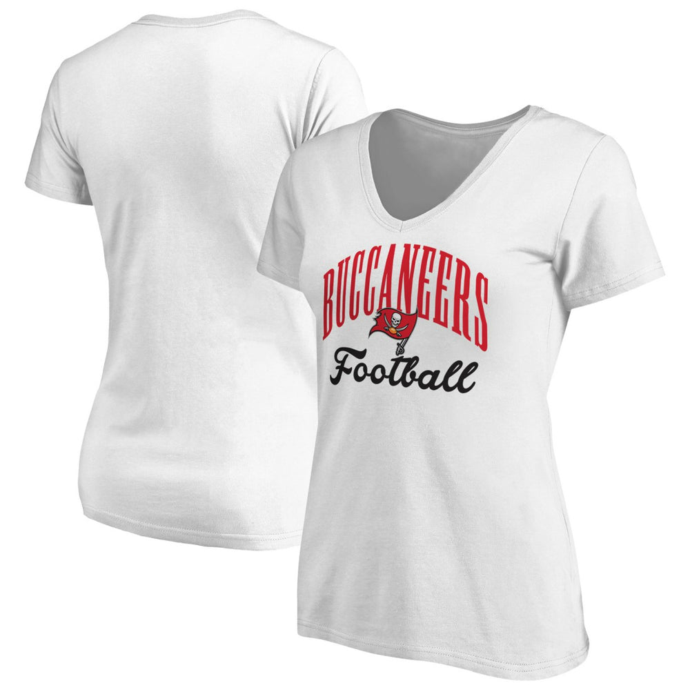 Tampa Bay Buccaneers Women's Victory Script V-Neck T-Shirt -White discount