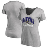 Baltimore Ravens Women's Victory Script V-Neck T-Shirt - Heathered Gray on sale