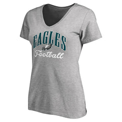 Philadelphia Eagles Women's Victory Script V-Neck T-Shirt - Heathered Gray cheap