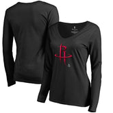 Houston Rockets Women's Midnight Mascot Long Sleeve V-Neck T-Shirt - Black online