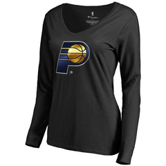 Indiana Pacers Women's Midnight Mascot Long Sleeve V-Neck T-Shirt - Black shop