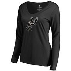 San Antonio Spurs Women's Midnight Mascot Long Sleeve V-Neck T-Shirt - Black outlet