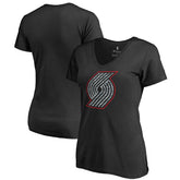 Portland Trail Blazers Women's Static Logo V-Neck T-Shirt - Black shop