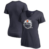 Edmonton Oilers Women's Splatter Logo V-Neck T-Shirt Navy