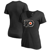 Philadelphia Flyers Women's Splatter Logo V-Neck T-Shirt Black