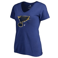 St. Louis Blues Women's Splatter Logo V-Neck T-Shirt Royal