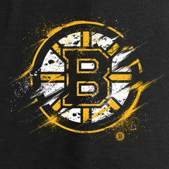 Boston Bruins Women's Splatter Logo V-Neck Long Sleeve T-Shirt Black