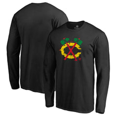 Chicago Blackhawks Splatter Logo Long Sleeve T-Shirt Black