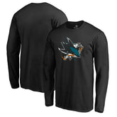 San Jose Sharks Splatter Logo Long Sleeve T-Shirt Black