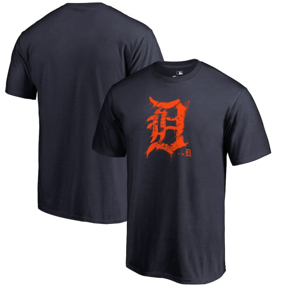 Detroit Tigers Splatter Logo T-Shirt - Navy