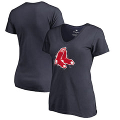 Boston Red Sox Women's Splatter Logo V-Neck T-Shirt - Navy
