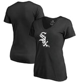 Chicago White Sox Women's Splatter Logo V-Neck T-Shirt - Black