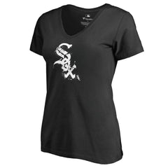 Chicago White Sox Women's Splatter Logo V-Neck T-Shirt - Black