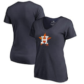 Houston Astros Women's Splatter Logo V-Neck T-Shirt - Navy