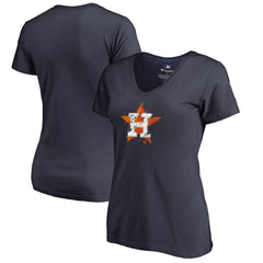 Houston Astros Women's Splatter Logo V-Neck T-Shirt - Navy