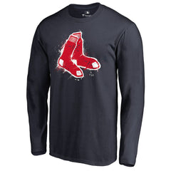 Boston Red Sox Splatter Logo Long Sleeve T-Shirt - Navy