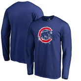 Chicago Cubs Splatter Logo Long Sleeve T-Shirt - Royal