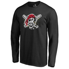 Pittsburgh Pirates Splatter Logo Long Sleeve T-Shirt - Black