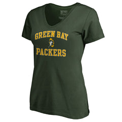 Green Bay Packers Women's Vintage Collection Victory Arch V-Neck T-Shirt - Green on sale