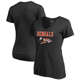 Cincinnati Bengals Women's Vintage Team Lockup V-Neck T-Shirt - Black on sale