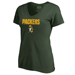 Green Bay Packers Women's Vintage Team Lockup V-Neck T-Shirt - Green outlet