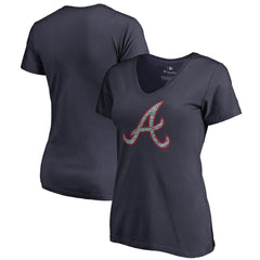 Atlanta Braves Women's Static Logo V-Neck T-Shirt - Navy