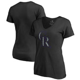 Colorado Rockies Women's Static Logo V-Neck T-Shirt - Black