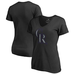 Colorado Rockies Women's Static Logo V-Neck T-Shirt - Black