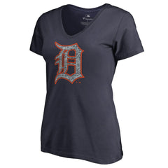 Detroit Tigers Women's Static Logo V-Neck T-Shirt - Navy