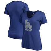 Los Angeles Dodgers Women's Static Logo V-Neck T-Shirt - Royal