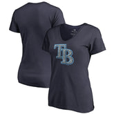 Tampa Bay Rays Women's Static Logo V-Neck T-Shirt - Navy