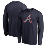 Atlanta Braves Static Logo Long Sleeve T-Shirt - Navy