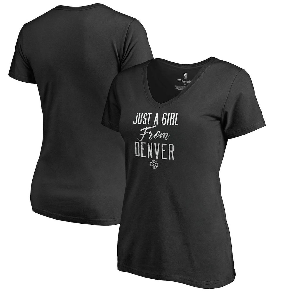 Denver Nuggets Women's Just a Girl V-Neck T-Shirt sale - Black for sale
