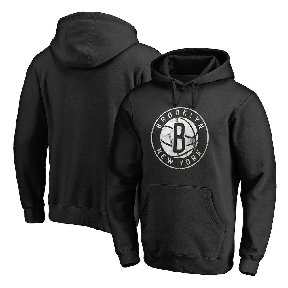 Brooklyn Nets Marble Logo Pullover Hoodie - Black sale