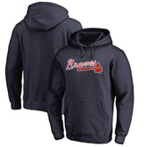 Atlanta Braves Official Wordmark Fitted Pullover Hoodie - Navy
