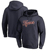 Detroit Tigers Official Wordmark Fitted Pullover Hoodie - Navy