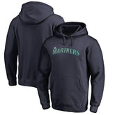 Seattle Mariners Official Wordmark Fitted Pullover Hoodie - Navy