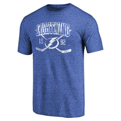 Tampa Bay Lightning Vintage Collection Line Shift Tri-Blend T-Shirt Heathered Blue