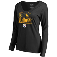 Pittsburgh Steelers Women's Hometown Collection Long Sleeve V-Neck T-Shirt - Black cheap