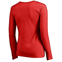Washington Nationals Women's Team Lockup Slim Fit Long Sleeve V-Neck T-Shirt - Red