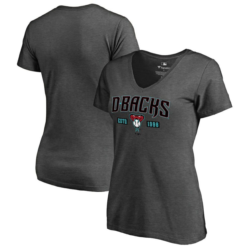 Arizona Diamondbacks Women's Hometown Collection Snakeskin V-Neck T-Shirt - Heathered Gray
