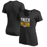 Pittsburgh Pirates Women's Hometown Collection Yinzer Nation V-Neck T-Shirt - Black