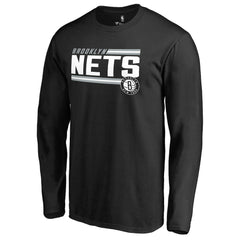 Brooklyn Nets Onside Stripe Long Sleeve T-Shirt - Black sale
