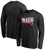 Portland Trail Blazers Onside Stripe Long Sleeve T-Shirt - Black discount