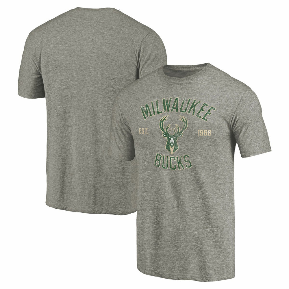 Milwaukee Bucks Team Heritage Tri-Blend T-Shirt - Gray for sale
