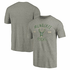 Milwaukee Bucks Team Heritage Tri-Blend T-Shirt - Gray for sale