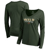 Minnesota Wild Women's Iconic Collection Script Assist Long Sleeve V-Neck T-Shirt Green
