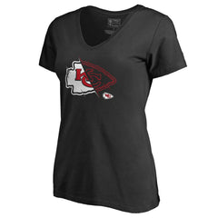 Kansas City Chiefs Women's X-Ray Slim Fit V-Neck T-Shirt - Black outlet