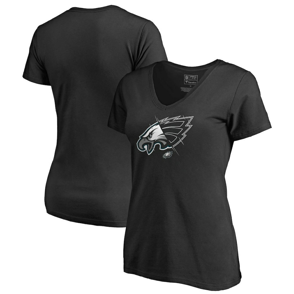 Philadelphia Eagles Women's X-Ray Slim Fit V-Neck T-Shirt - Black on sale
